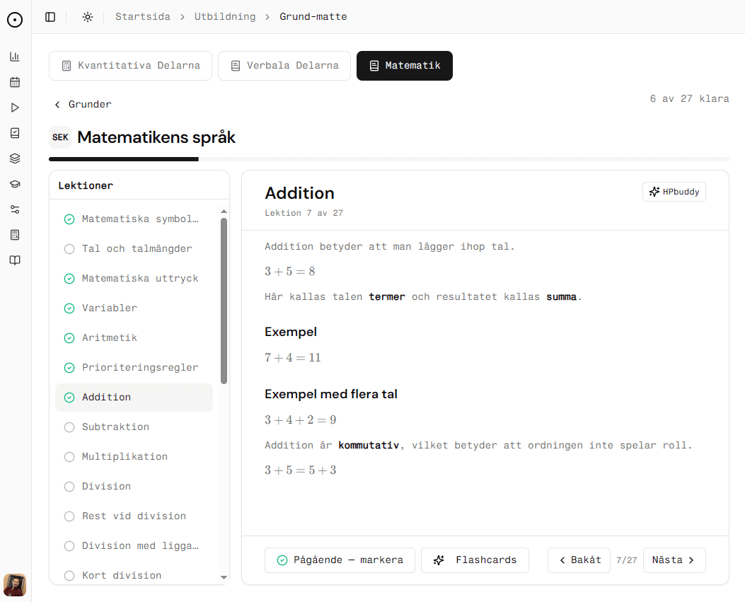 Förhandsvisning av utbildning i ljust läge