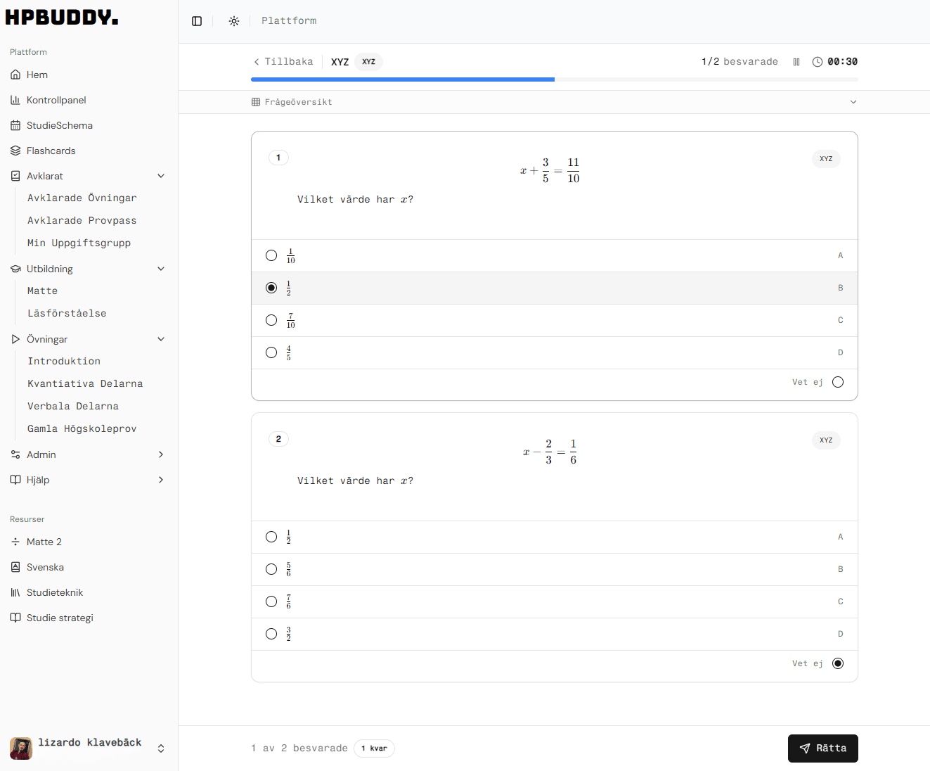 Förhandsvisning av HPbuddy-plattformen i ljust läge